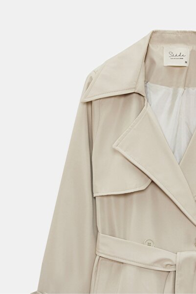 Saade Women's Double-Breasted Collar Double Button Belted Trench Coat - Classic Elegance