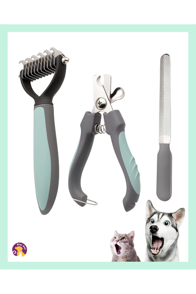 elar aksesuar 3'lü Kedi Köpek Bakım Seti - Kıtık Açıcı Tarak, Tırnak Makası v...