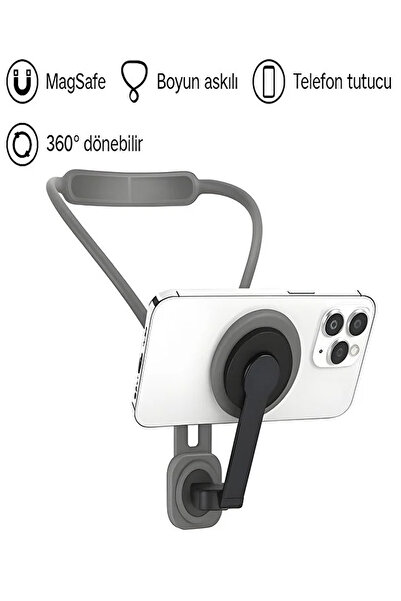 Light Nova Magsafe Uyumlu 360° Boyun Askılı Telefon Tutucu / Gezi Video Çekim...