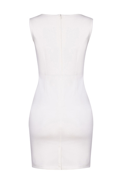 Figl Classic midi dress - elegant, fitted dress - white dress M079 size XL