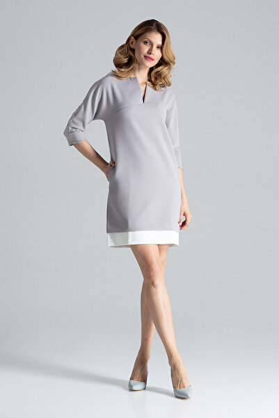 Figl Elegant dress with pockets - A-line dress - gray dress M333 size XL