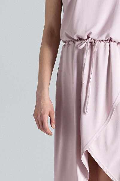 Figl Pink viscose dress with short sleeves and asymmetric hem - M394 size M