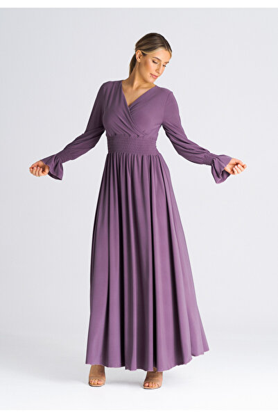 Figl Rochie elegantă cu talie elastică - rochie petrecută, mov M940, mărimea S/M