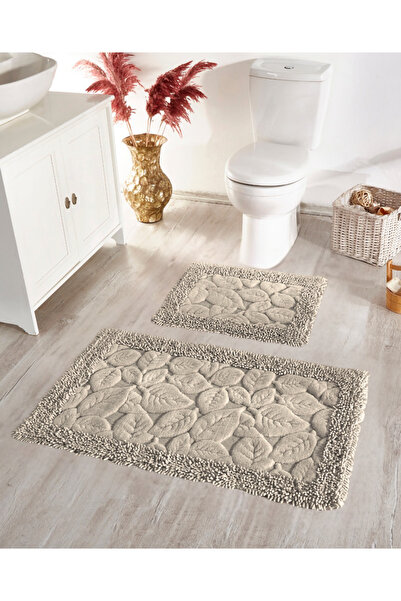 Genel Markalar Yaprak Bej Banyo Paspas Seti