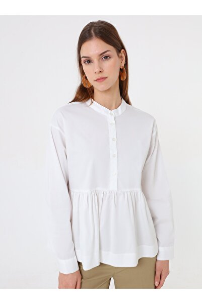Benin Ruched Detail Shirt - White -