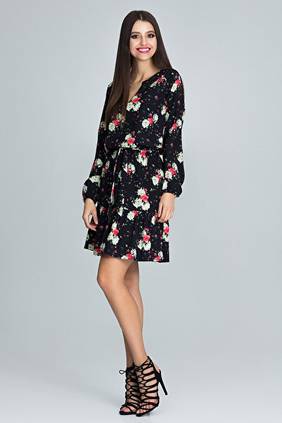 Figl Rochie scurtă cu imprimeu floral și mâneci lungi - M597 mărimea S/M