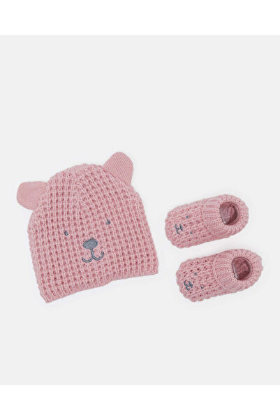 REDTAG مجموعة قبعات محبوكة باللون الوردي للبنات (قطعتين)