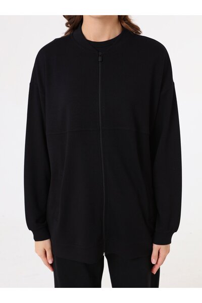 Benin Basic Design Draped Sweatshirt - Black -