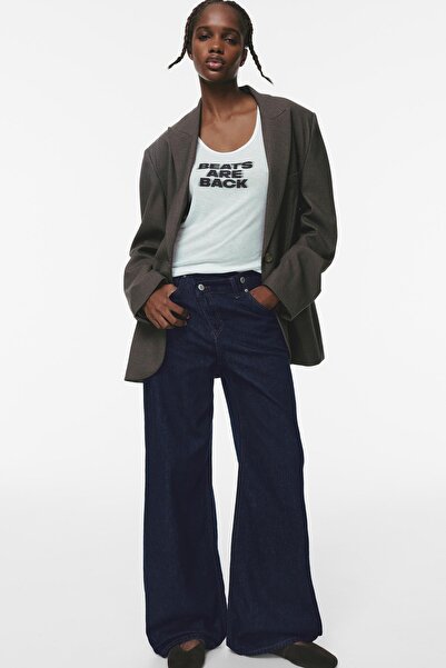 Pull & Bear Çapraz kemerli geniş paça jean