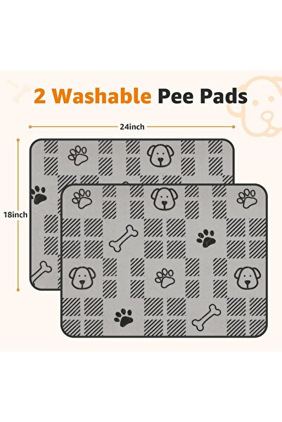 Yelajoy 2-Pack Pee Pads for Dogs,Washable Leak-Proof and Non-Slip Reusable Puppy Pads,Light Brown,80x90cm
