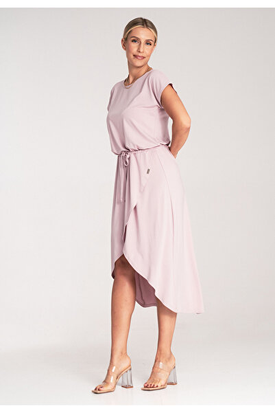 Figl Asymmetric midi dress - knot dress - M1041 pink XL