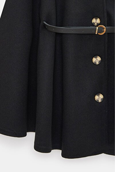 Saade Women's Fur Collar Belted Cashmere Poncho - Vintage Glam