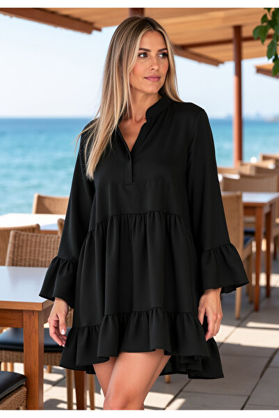 Figl Boho style dress - Ruffle dress - Casual black dress M1136 size S/M