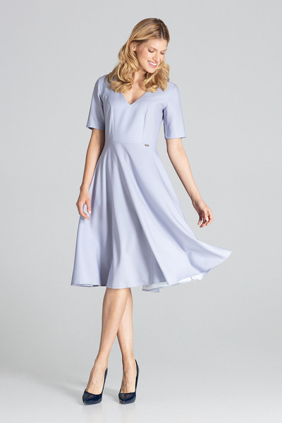 Figl Grey midi evening dress with short sleeves - M673 size S