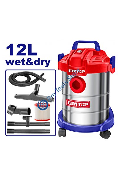 EMTOP Electric canister vacuum 12 L, wet and dry cleaning, HEPA filter, - Professional