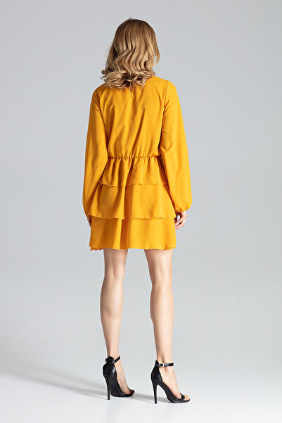 Figl Elegant yellow dress with ruffles - M601 size M