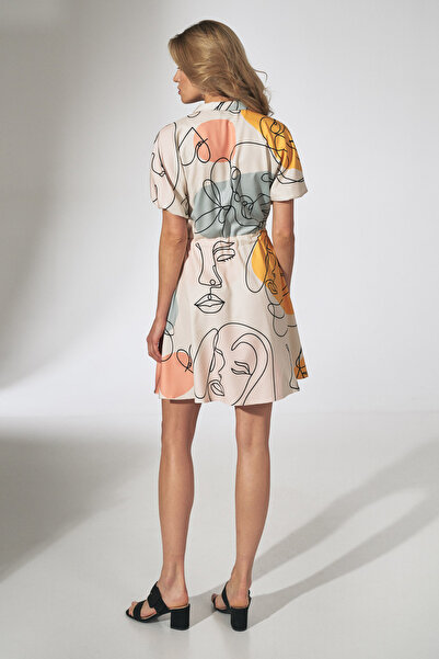 Figl Summer dress with Printed, short sleeves - Zipper dress M739 size M