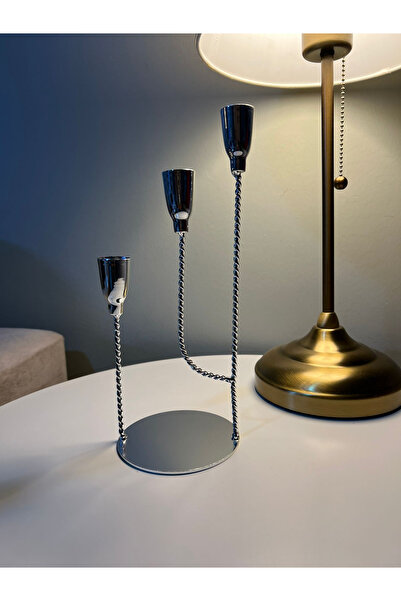 co arma Modern metal candlestick with a diamond-colored design and 3 heads