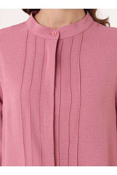 Refka Aerobin Long Tunic with Ribbed Detail on the Front - Dark Rose -