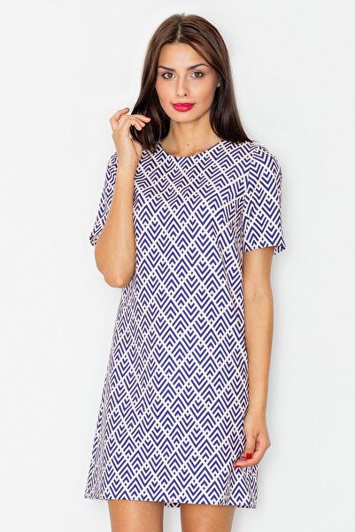 Figl Minimalist dress with geometric pattern for everyday wear - M519 size XL