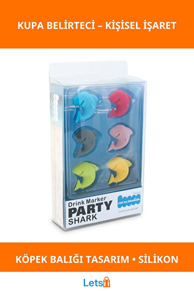 Letsii مجموعة من 6 قطع من علامات السيليكون المرحة على شكل سمكة القرش