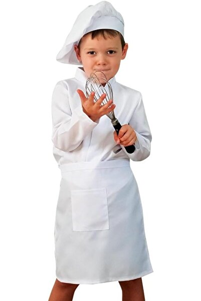 MAD TOYS Kids Chef Costume, Size L (7-8 Years), Polyester, White