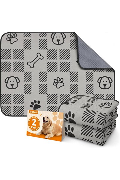 Yelajoy 2-Pack Pee Pads for Dogs,Washable Leak-Proof and Non-Slip Reusable Puppy Pads,Light Brown,80x90cm