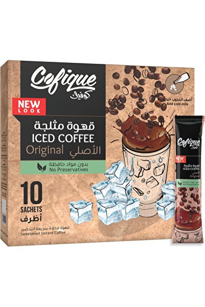 Cofique قهوة مثلجة بنكهة أصلية، 10 أكياس قهوة، 24 جم لكل كيس، قهوة سريعة التحضير