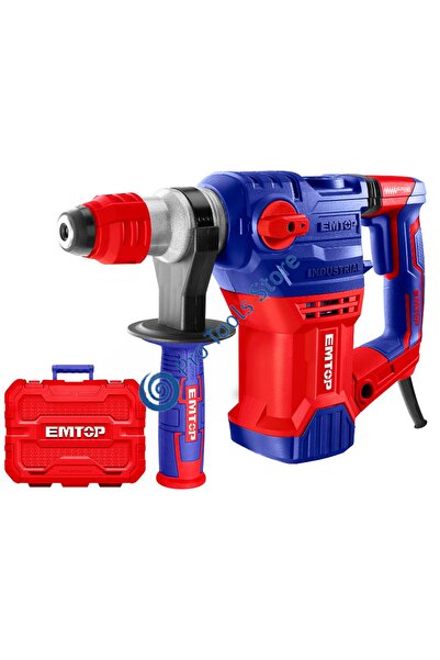 EMTOP Ciocan rotopercutor electric, 1500 W, 5,5 J, 3 burghie și 2 dălți inclu...