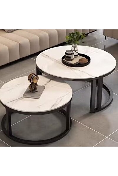 NKX طاولة قهوة مستديرة صغيرة بسيطة حديثة فاخرة خفيفة لغرفة المعيشة 70 سم