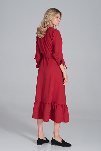 Figl Red shirt dress with belt - Perfect for everyday wear - M840 size S