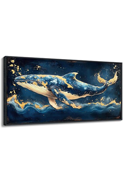 Emoda home Trove لوحة فنية جدارية مؤطرة من القماش (60×120 سم) لوحة حوت بحري ب...