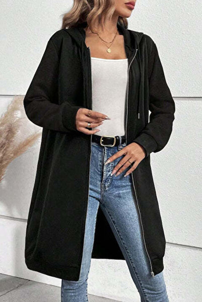 StreetWear Outlet Women's Long Hoodie with Zipper and Drawstring