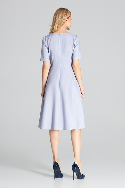 Figl Grey midi evening dress with short sleeves - M673 size S