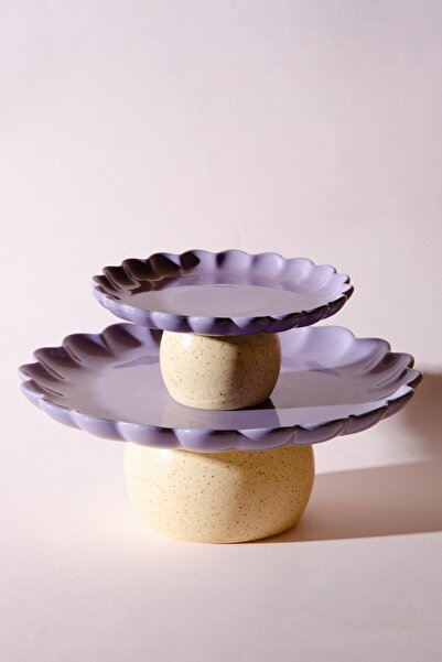 Le murano Fungo Footed Pastry Cake Presentation Plate 23 cm |   Purple