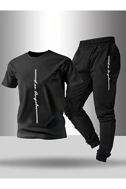 CLASİVA Modern Oversized Printed Sports Special Design Short Sleeve Tracksuit Set