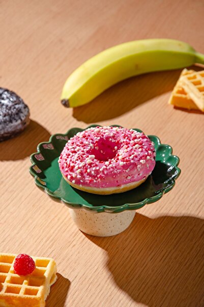 Le murano Fungo Footed Pastry Cake Presentation Plate 15 cm | Green