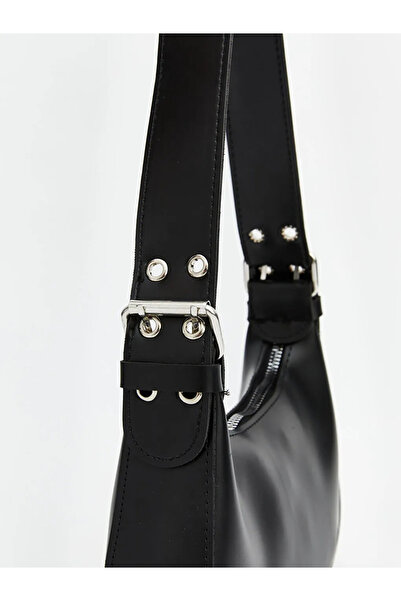 LC Waikiki Lcw Accessories Black Leather Look Women's Baguette Bag