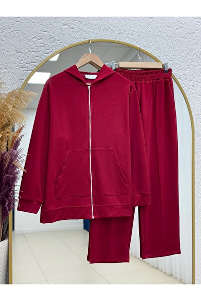 MİHRA STORE طقم بنطلون كينجرو بسحاب من كايلا - CI919 أحمر