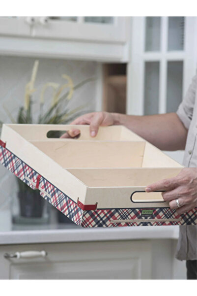 Wodiza Bölmeli Çok Amaçlı Ahşap Sepet 34 x 24 x 9 cm / Redline