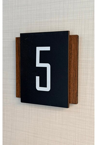 Yönline 2 Pieces Black Walnut Mdf 9X9 cm Door Number