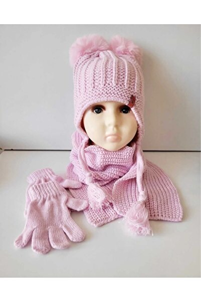 Kitti Scarf, Hat, and Gloves 3-Piece Set for Girls Aged 1-4 with Fleece Linin...