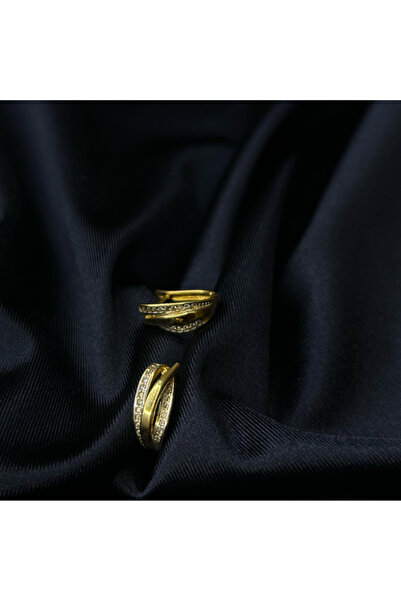 Arpaş 14 Ayar Çift Sıra Tasarımlı Küpe