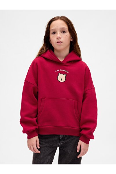 GAP Kız Çocuk Kırmızı VintageSoft Arch Logo Sweatshirt