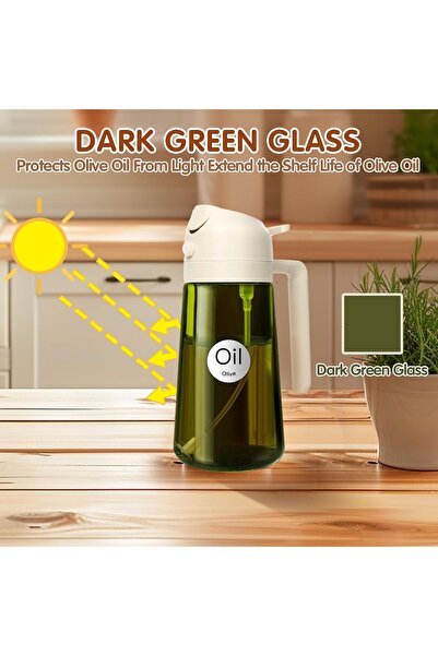 Generic 16oz/470ml Light-Blocking Dark Oil Sprayer for Cooking, 2-in-1 Olive Oil Dispenser Bottle