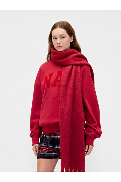 GAP Kadın Kırmızı Brushed Fringeli Şal