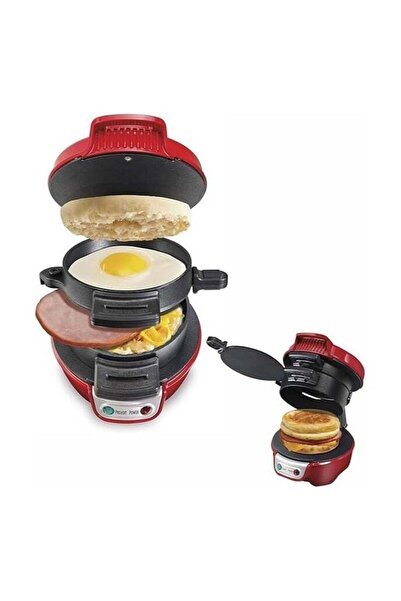 raf Electric Burger Maker 600W - Breakfast Sandwich Maker with Egg Ring & Waffle Plates