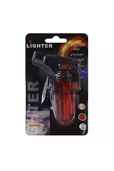 Kovar Windproof Jet Torch Soft Flame Butane Lighter With Adjustable Flame and Flame Lock System- Red