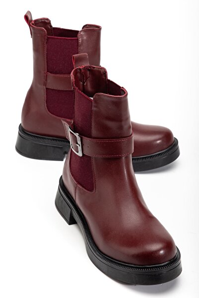 Budi 02-2004 Bordo Luna Elastic Daily Women's Boots with Buckle Accessories