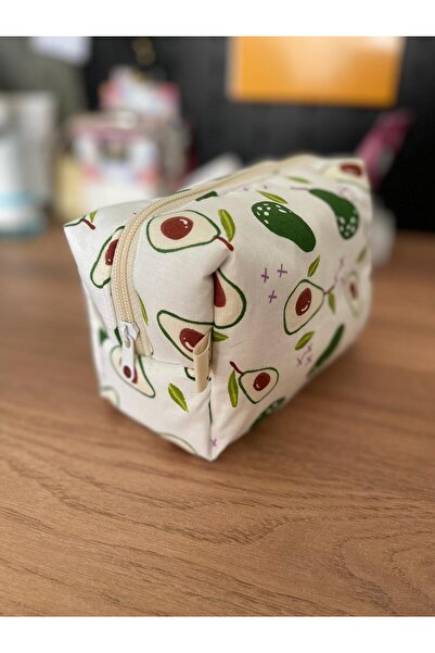 Fiorbag Avocado Patterned Makeup Bag Single Compartment Lined Handmade